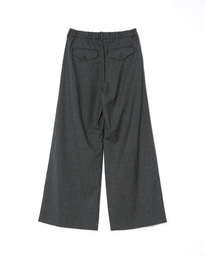 2TUCK WIDE STRAIGHT WOOL TROUSERS / GRAY