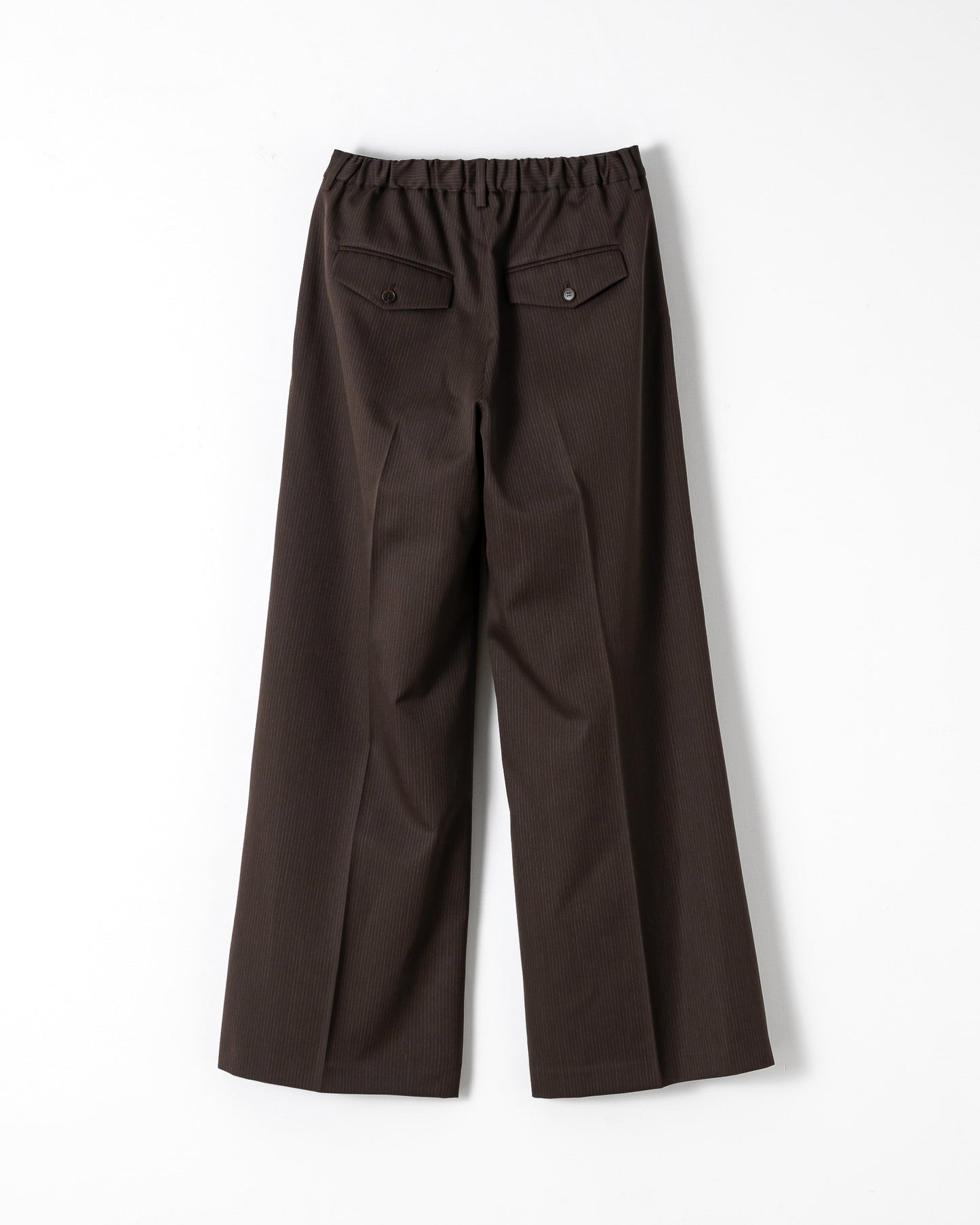 WIDE STRAIGHT BUGGY WOOL SLACKS （STRIPED）/ BROWN