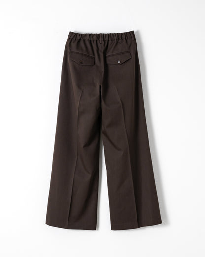 WIDE STRAIGHT BUGGY WOOL SLACKS （STRIPED）/ BROWN
