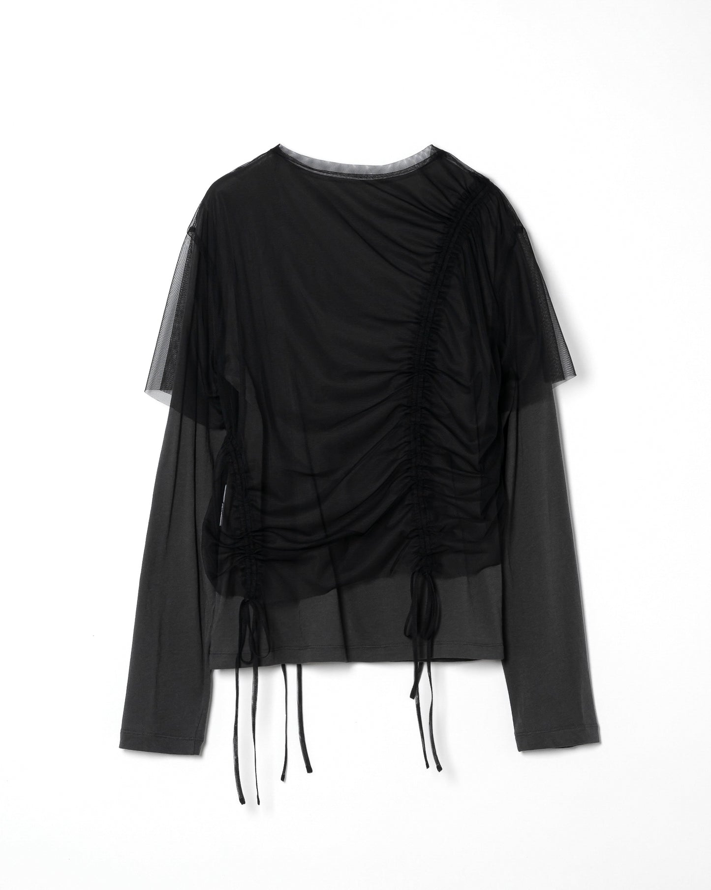 Tulle Modular Layered Long Sleeve T-Shirt ⁡ / BLACK