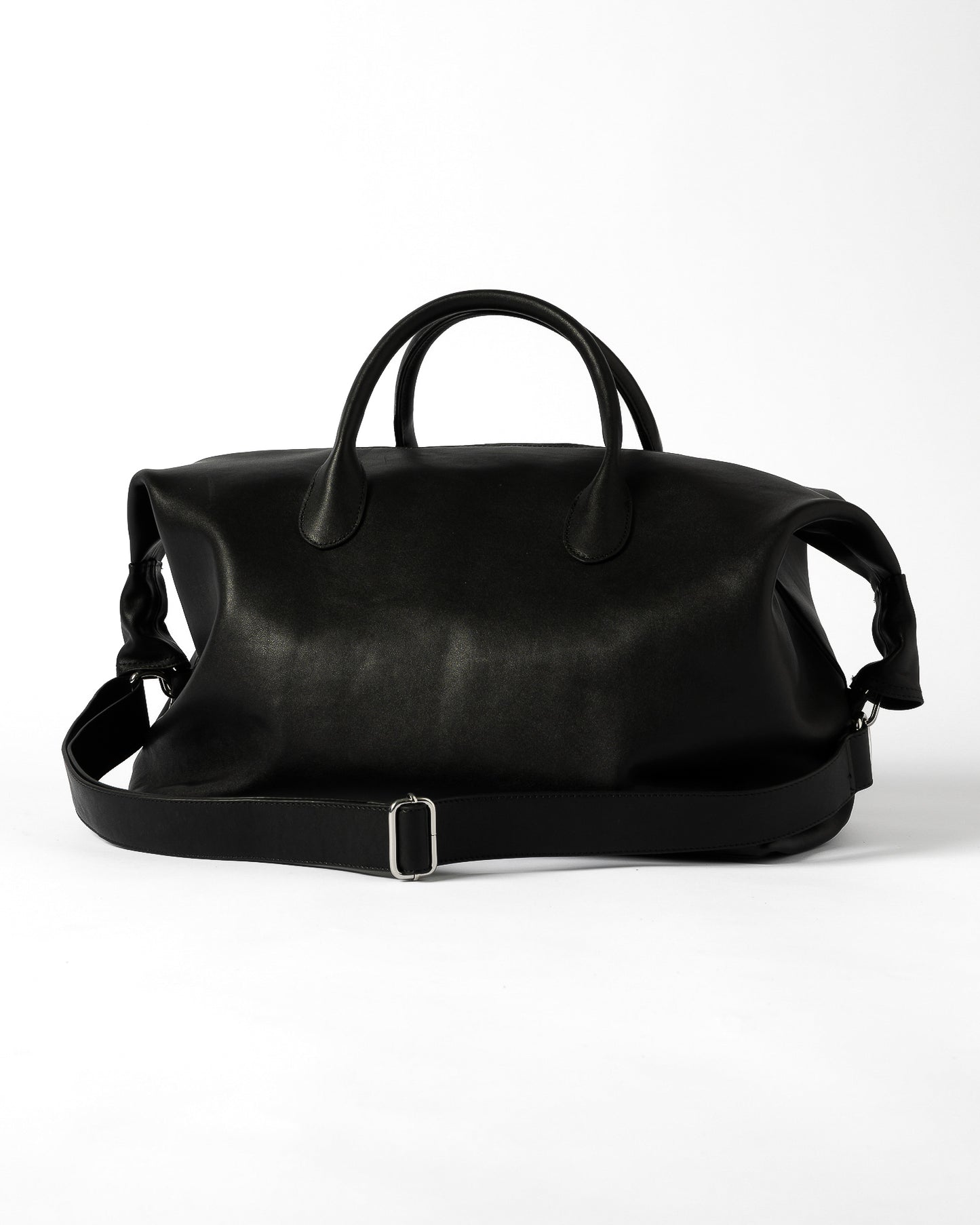 TIMELESS LEATHER BOSTON BAG / BLACK×SILVER