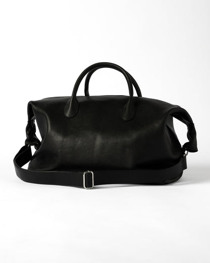 TIMELESS LEATHER BOSTON BAG / BLACK×SILVER