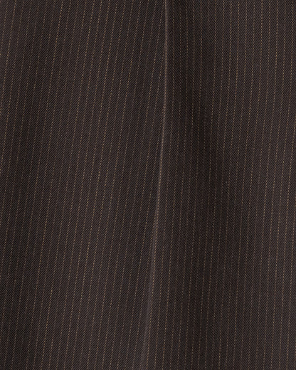 WIDE STRAIGHT BUGGY WOOL SLACKS （STRIPED）/ BROWN