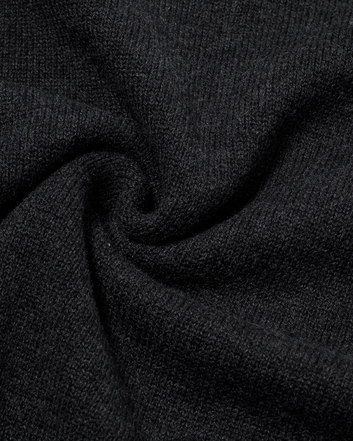 COTTON WOOL SKIPPER KNIT POLO / BLACK
