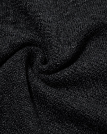 COTTON WOOL SKIPPER KNIT POLO / BLACK