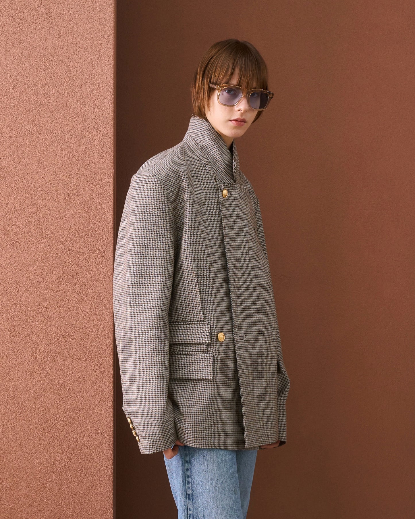 WOOL DOUBLE-BREASTED MODULAR JACKET