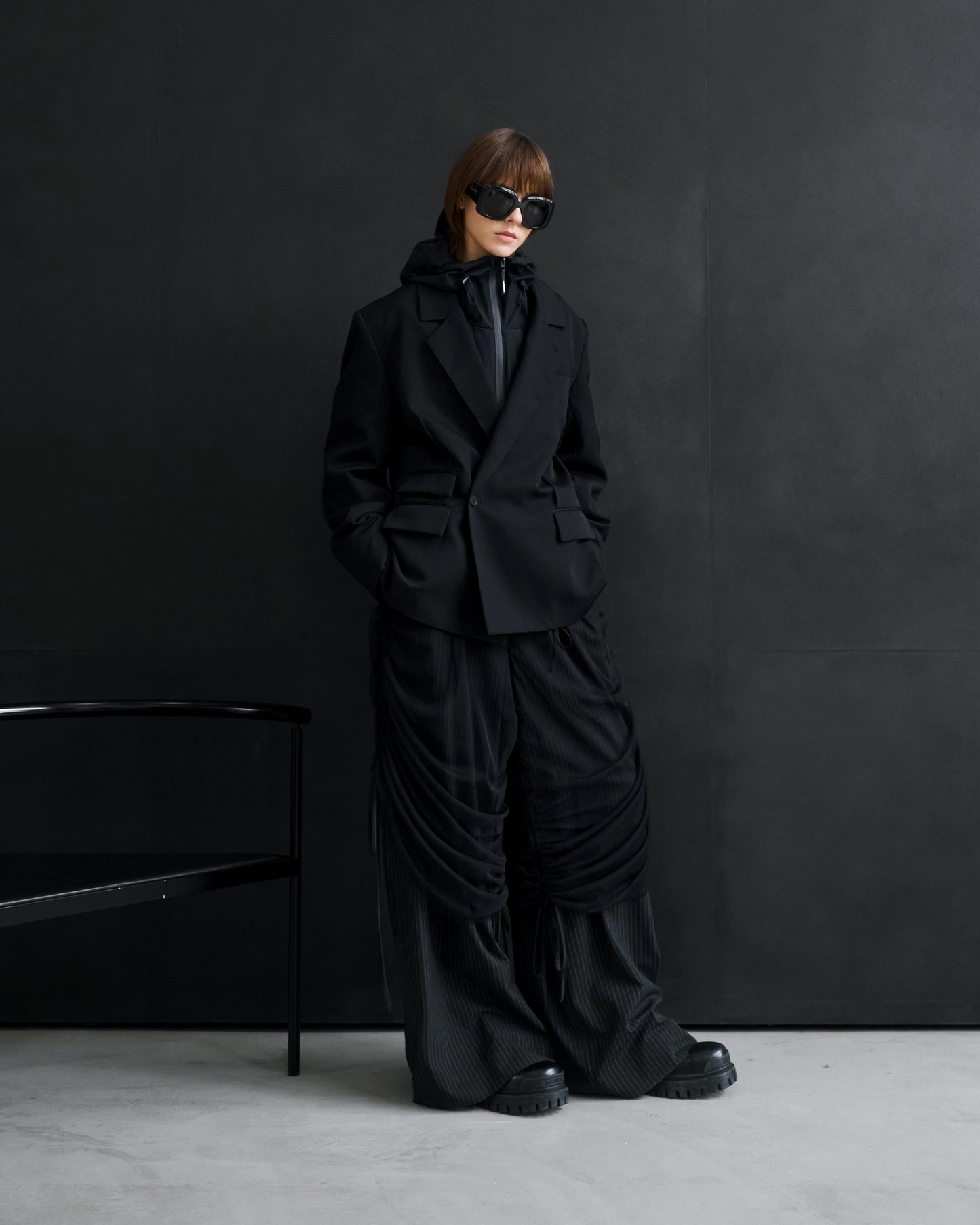 WOOL DOUBLE-BREASTED MODULAR JACKET