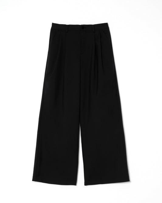 2TUCK WIDE STRAIGHT WOOL TROUSERS