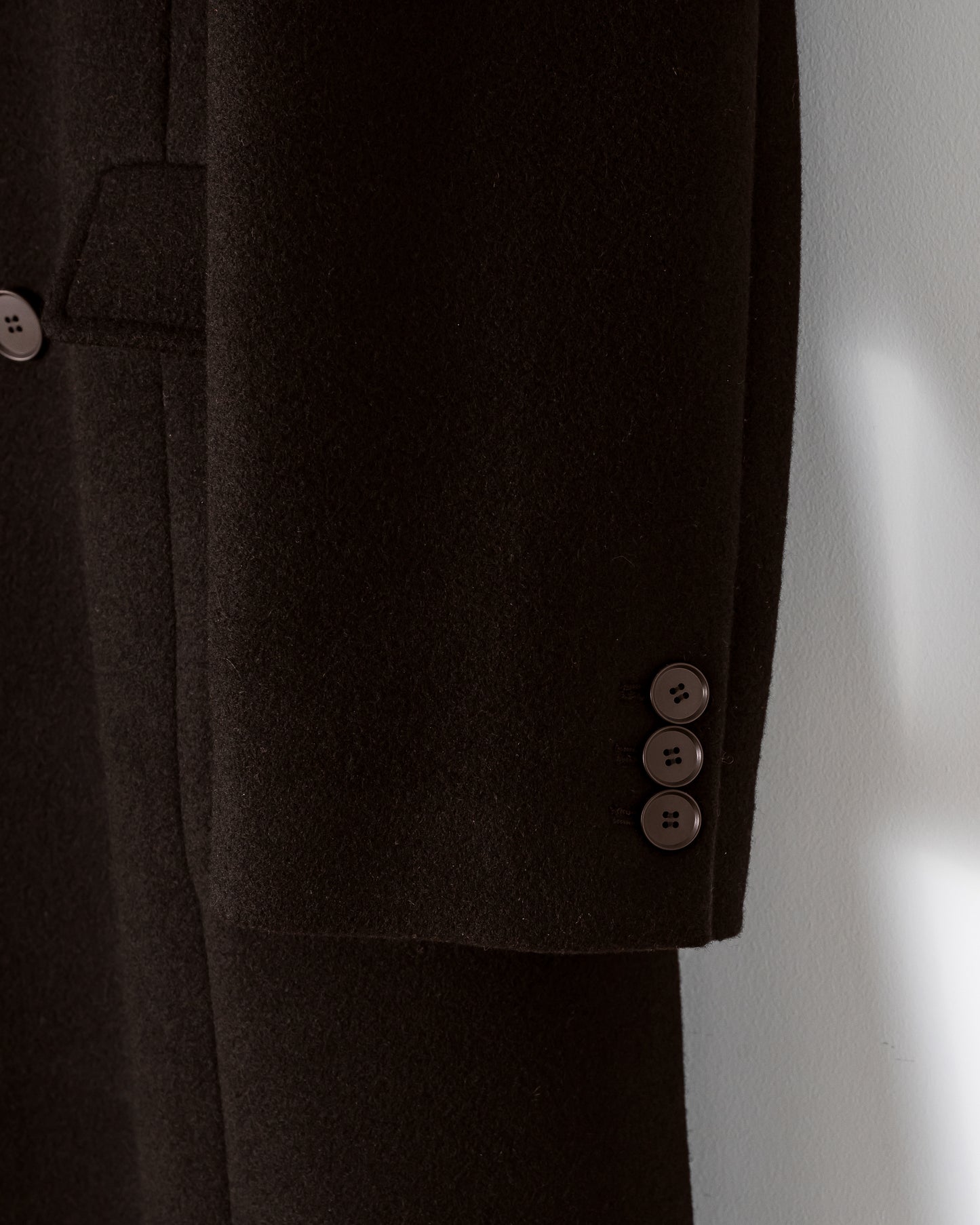 DOUBLE-BREASTED MAXI WOOL COAT / BLACK