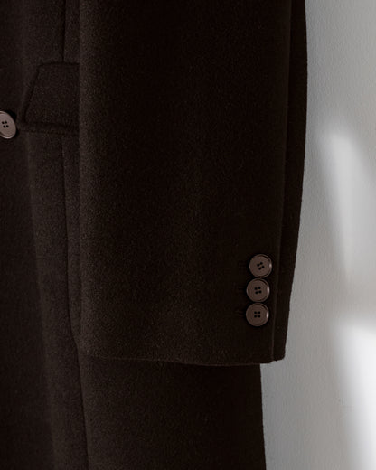 DOUBLE-BREASTED MAXI WOOL COAT / BLACK
