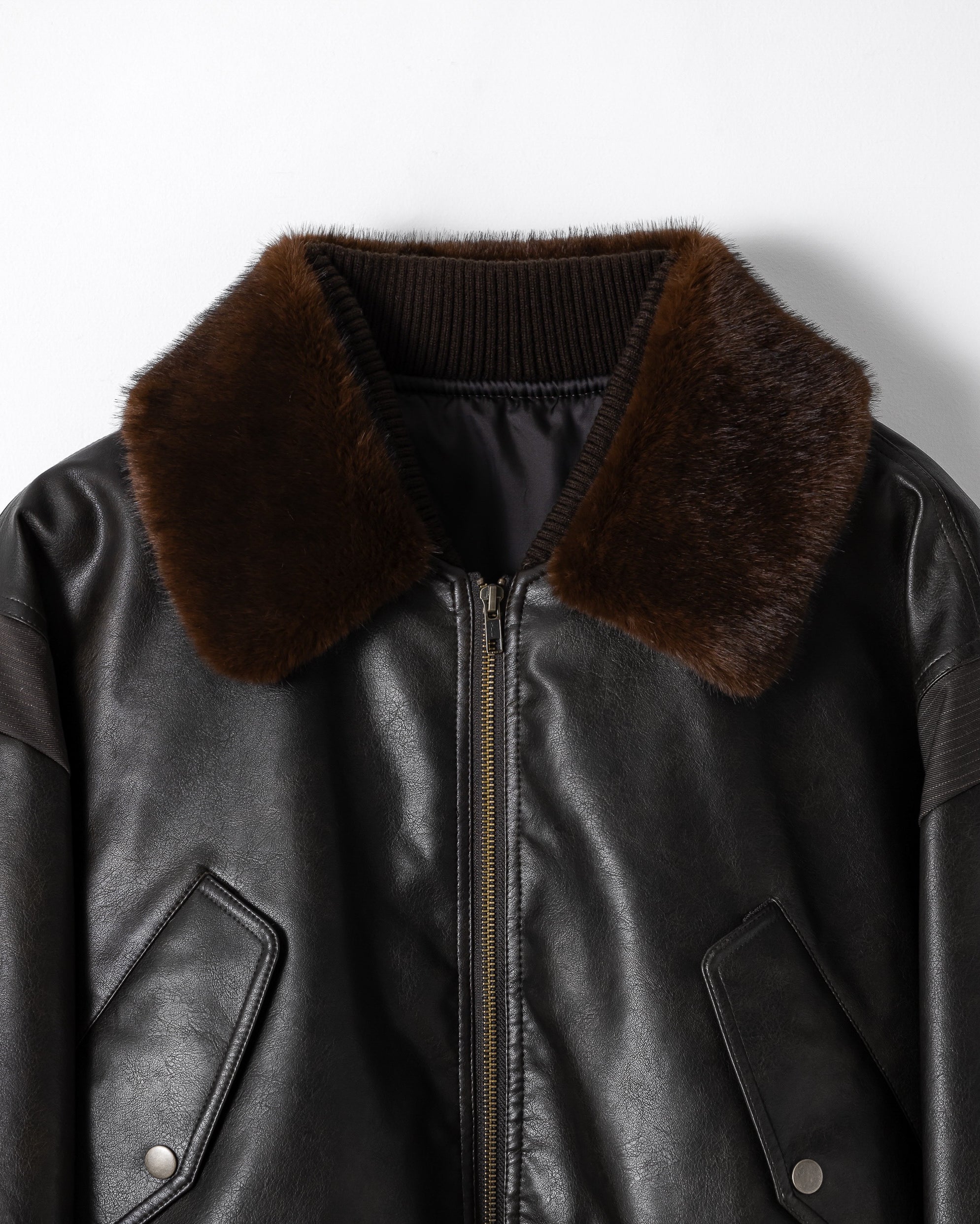 2WAY VOLUME FLIGHT JACKET / BROWN – ILEAN