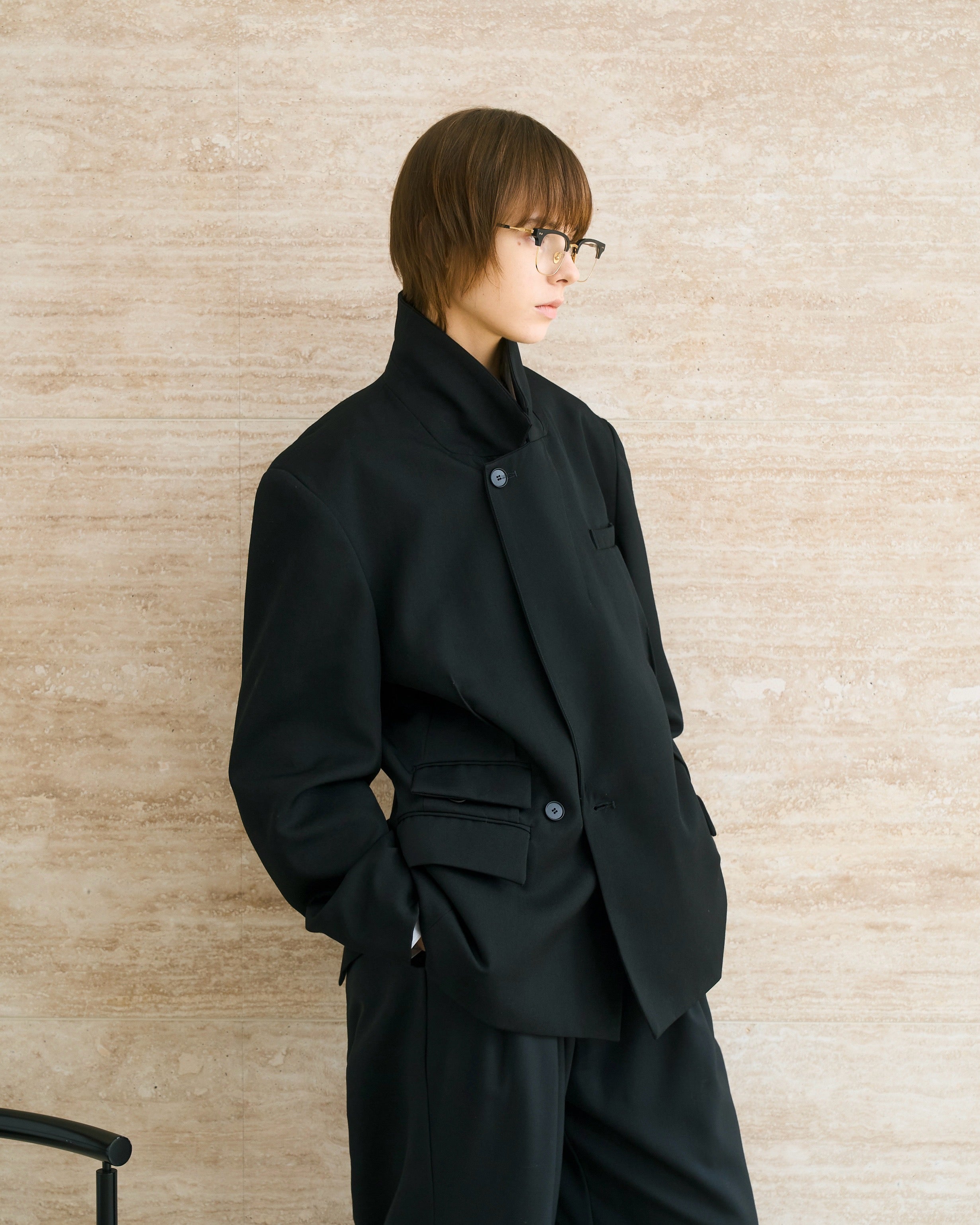 WOOL DOUBLE-BREASTED MODULAR JACKET – ILEAN