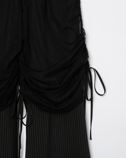 TULLE LAYERED MODULAR STRIPE SLACKS