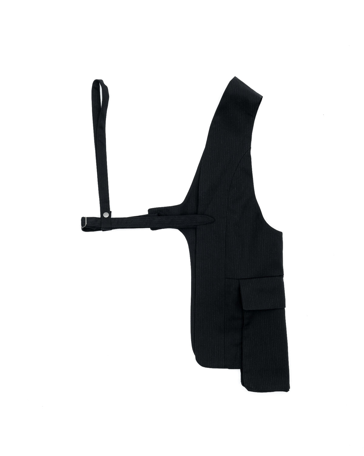 ONE SHOULDER HARNESS VEST （STRIPED）/ BLACK