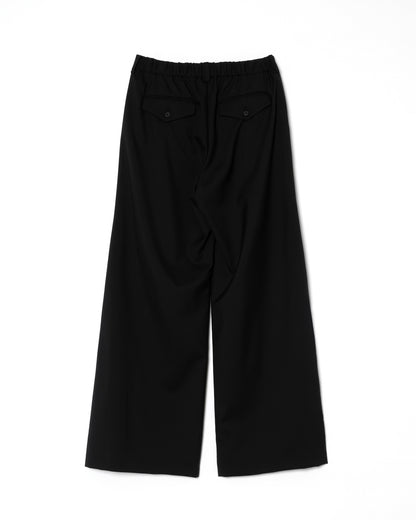 2TUCK WIDE STRAIGHT WOOL TROUSERS / BLACK