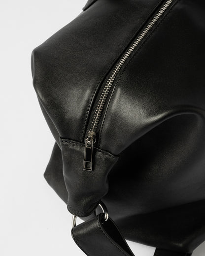 TIMELESS LEATHER BOSTON BAG / BLACK×SILVER