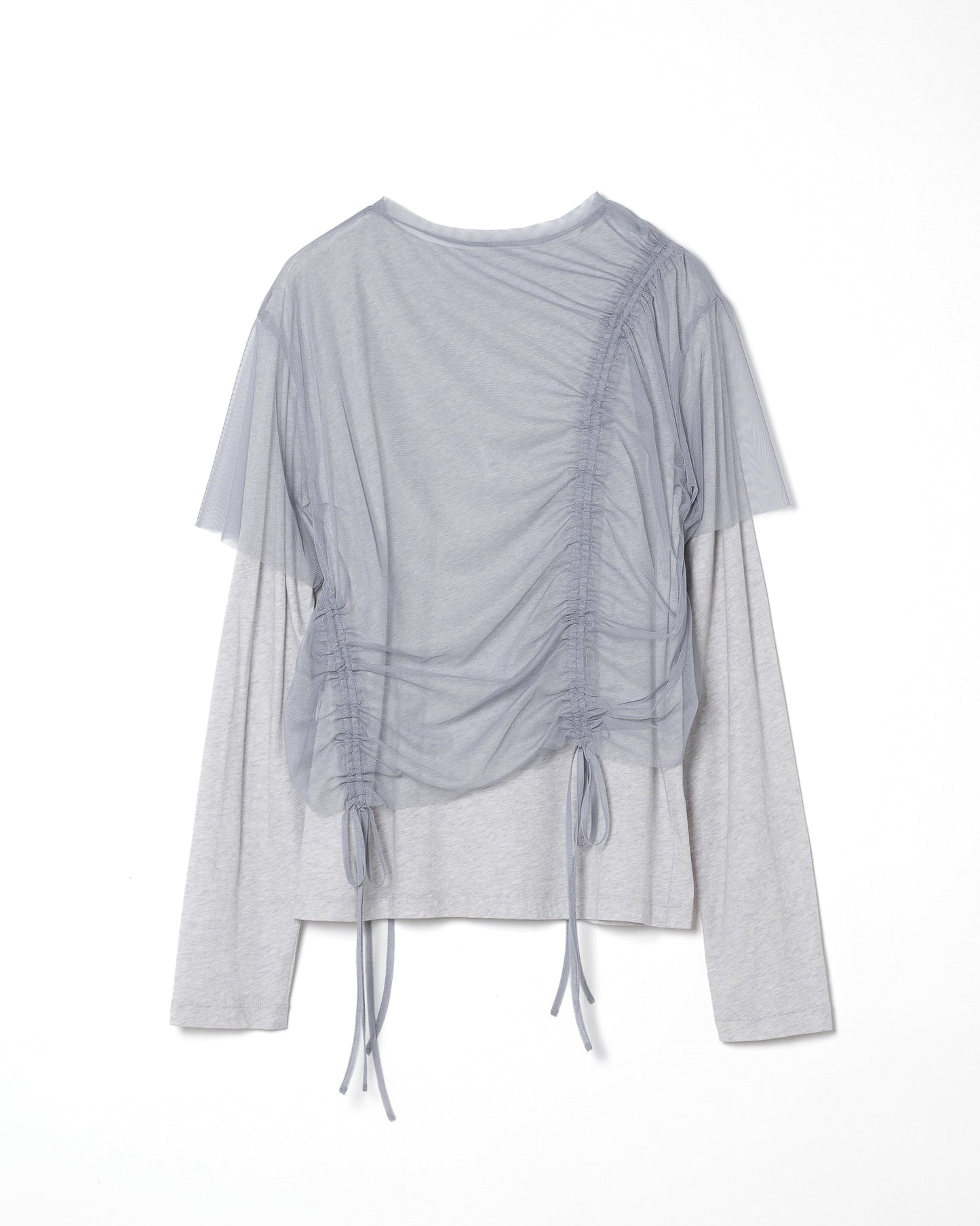 TULLE MODULAR LAYERED LONG SLEEVE T-SHIRT ⁡/ GRAY