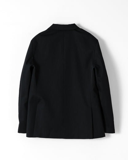 WOOL DOUBLE-BREASTED PEAKED JACKET （STRIPED） / BLACK