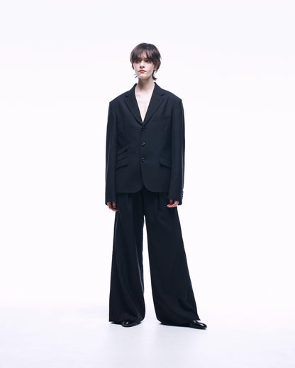 2TUCK WIDE STRAIGHT WOOL TROUSERS