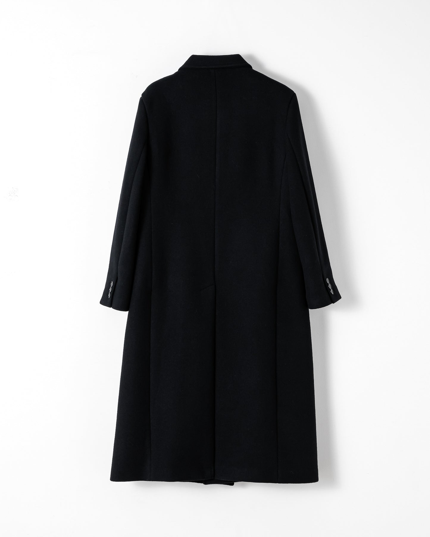 DOUBLE-BREASTED MAXI WOOL COAT / BLACK