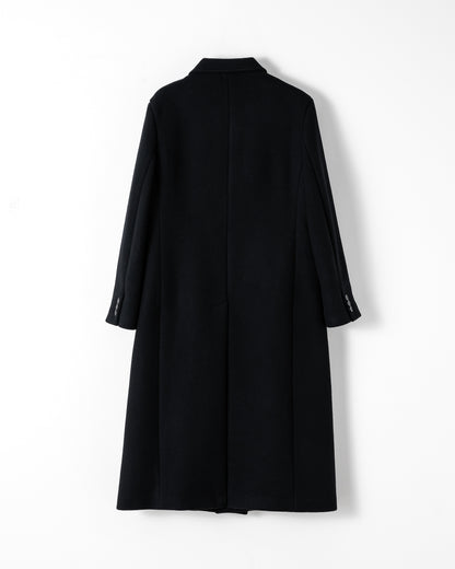 DOUBLE-BREASTED MAXI WOOL COAT / BLACK