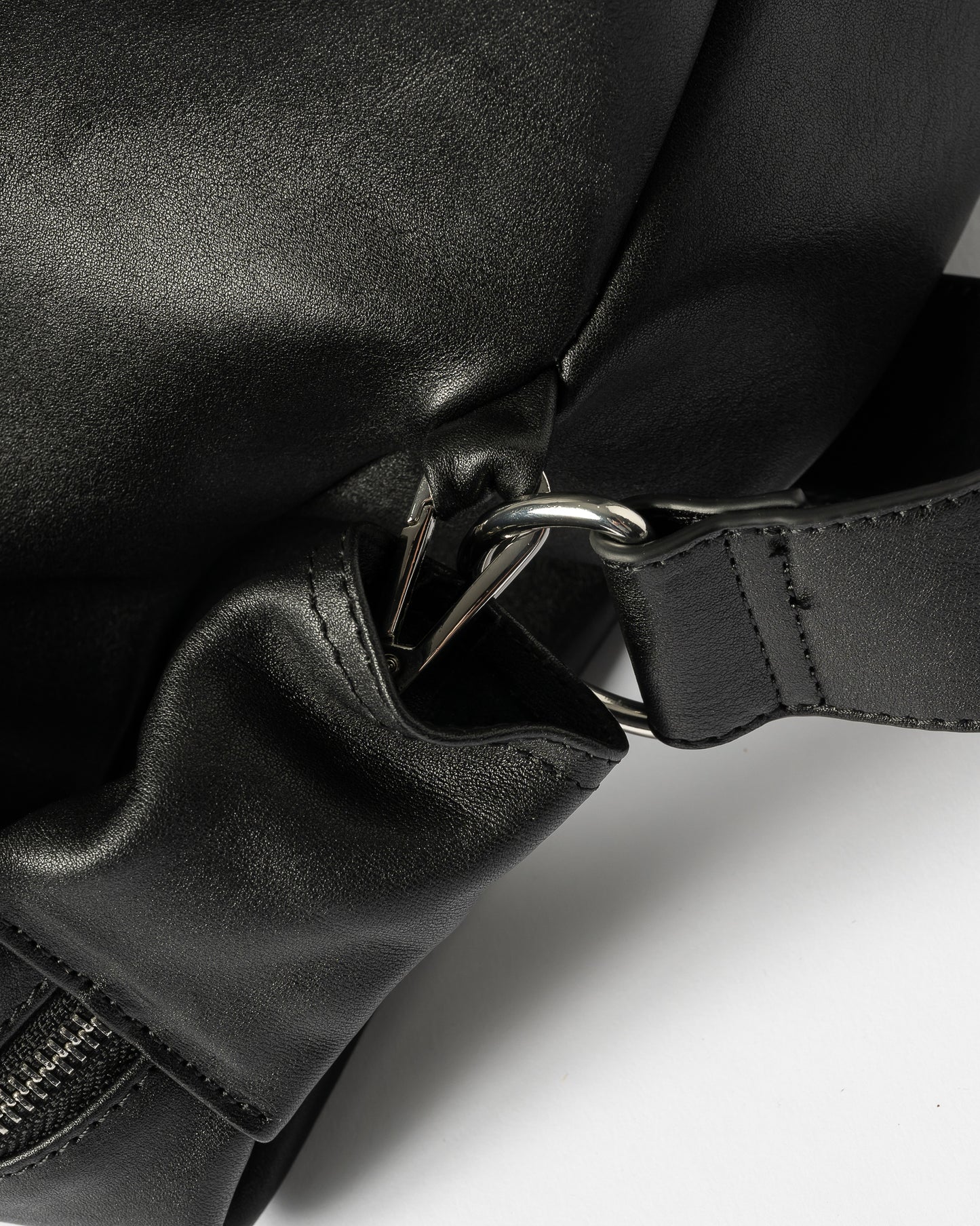 TIMELESS LEATHER BOSTON BAG / BLACK×SILVER