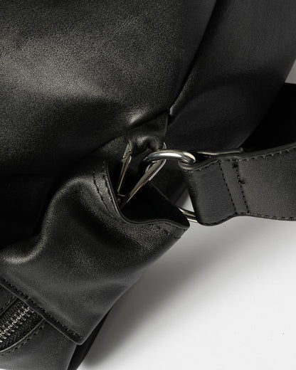 TIMELESS LEATHER BOSTON BAG / BLACK×SILVER