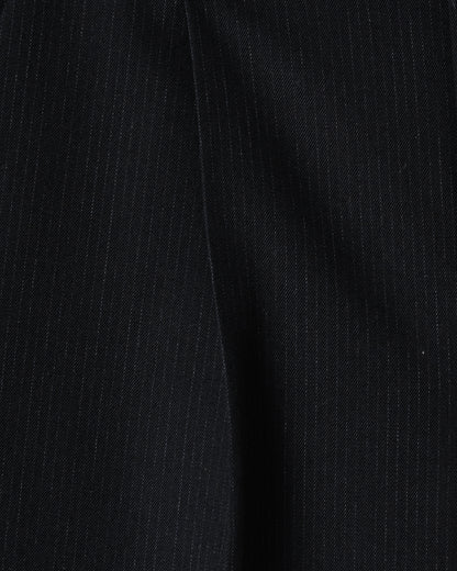 WIDE STRAIGHT BUGGY WOOL SLACKS （STRIPED） / BLACK