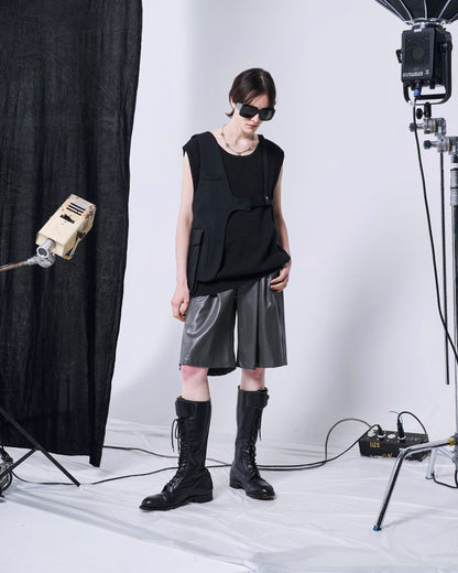 ONE SHOULDER HARNESS VEST （STRIPED）