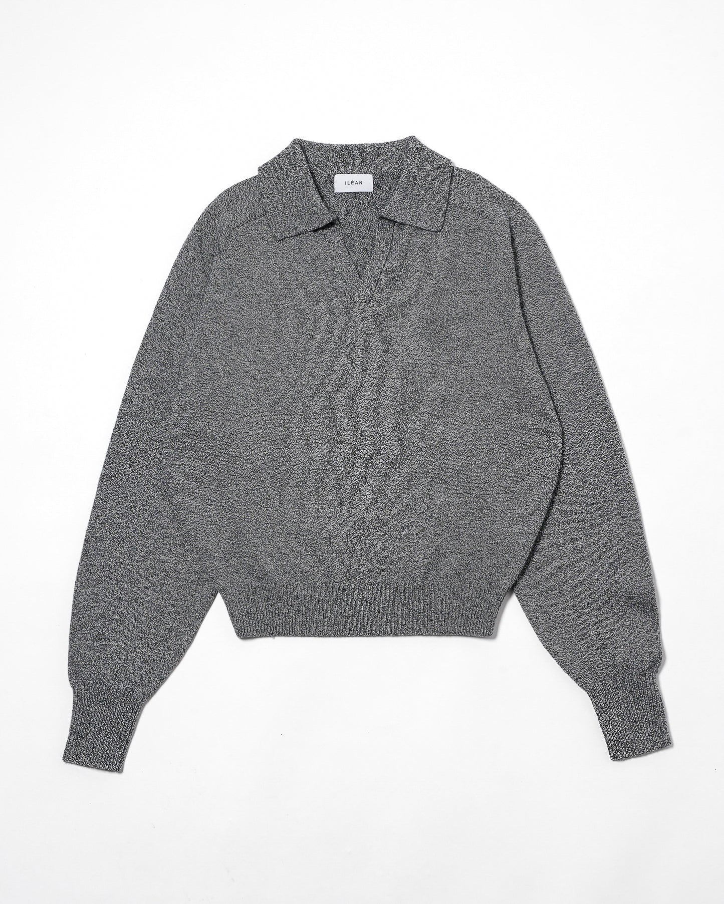 COTTON WOOL SKIPPER KNIT POLO / GRAY