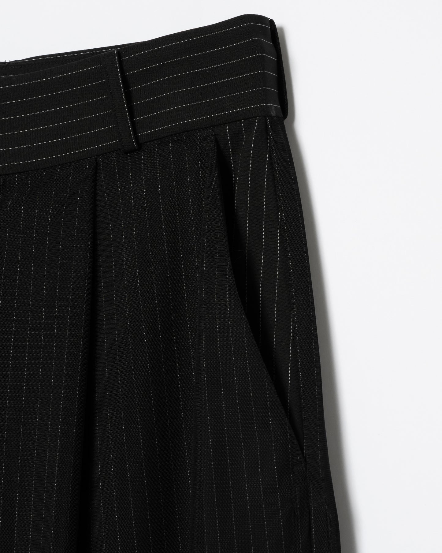 TULLE LAYERED MODULAR STRIPE SLACKS