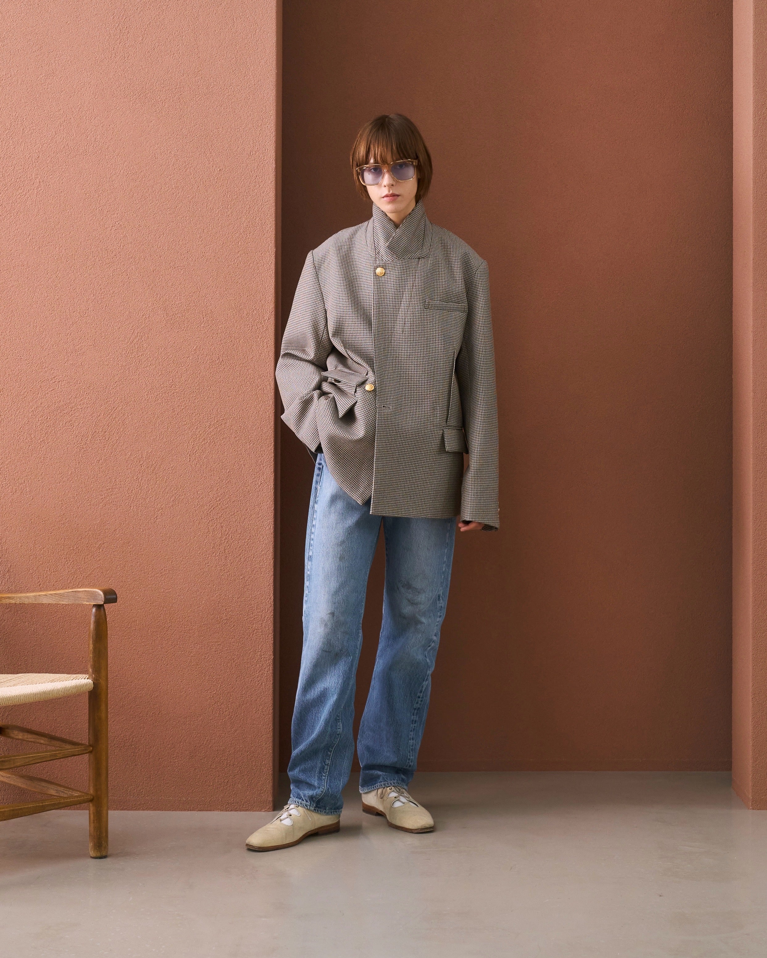 WOOL DOUBLE-BREASTED MODULAR JACKET – ILEAN