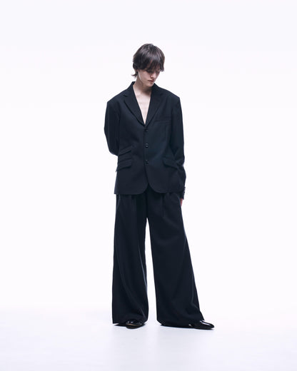 2TUCK WIDE STRAIGHT WOOL TROUSERS