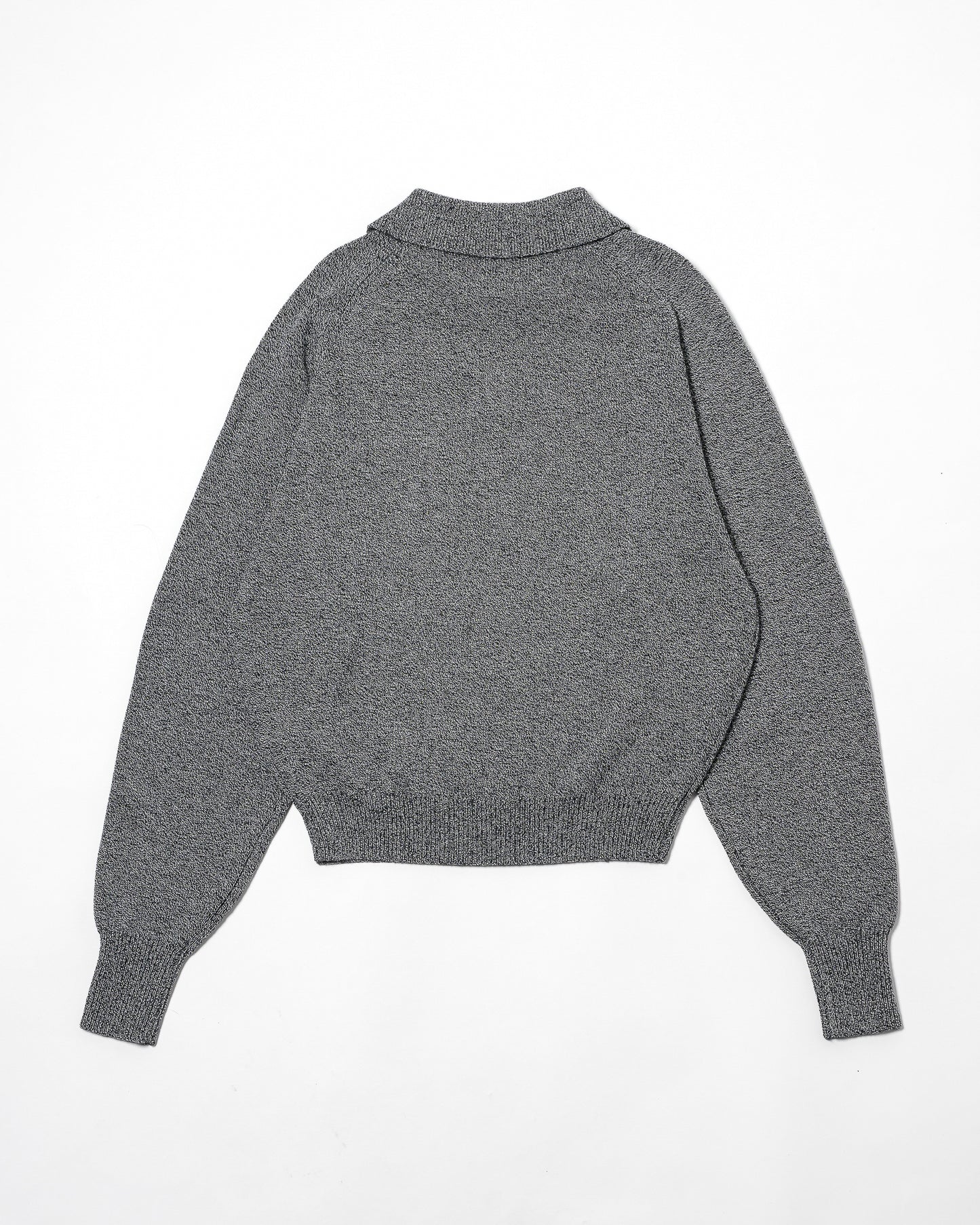 COTTON WOOL SKIPPER KNIT POLO / GRAY