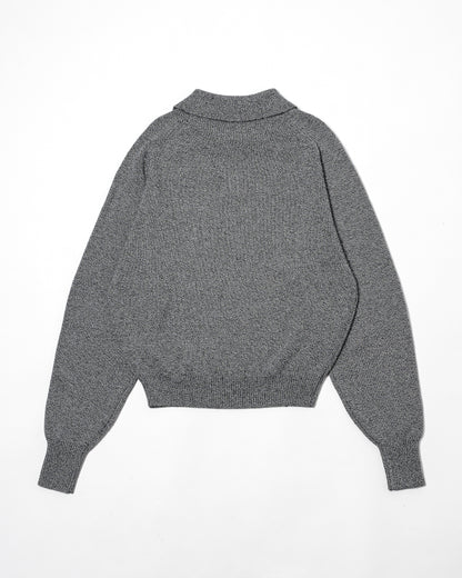 COTTON WOOL SKIPPER KNIT POLO / GRAY