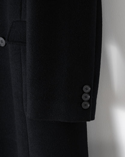DOUBLE-BREASTED MAXI WOOL COAT / BLACK