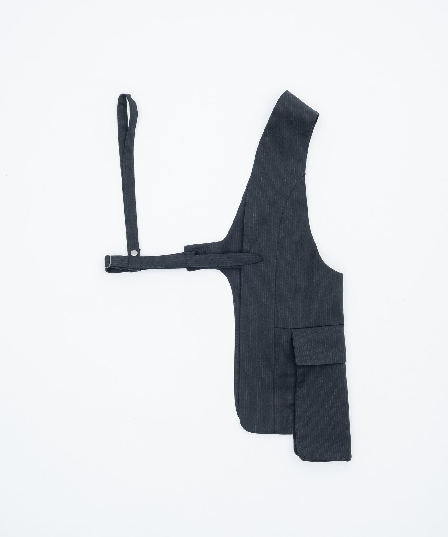 ONE SHOULDER HARNESS VEST （STRIPED）/ BLACK