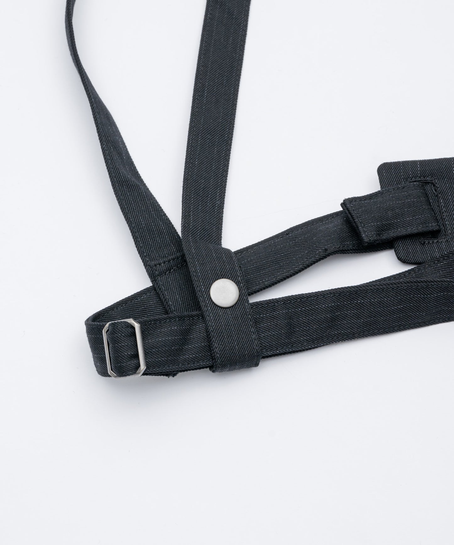 ONE SHOULDER HARNESS VEST （STRIPED）/ BLACK