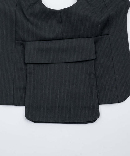 ONE SHOULDER HARNESS VEST （STRIPED）/ BLACK