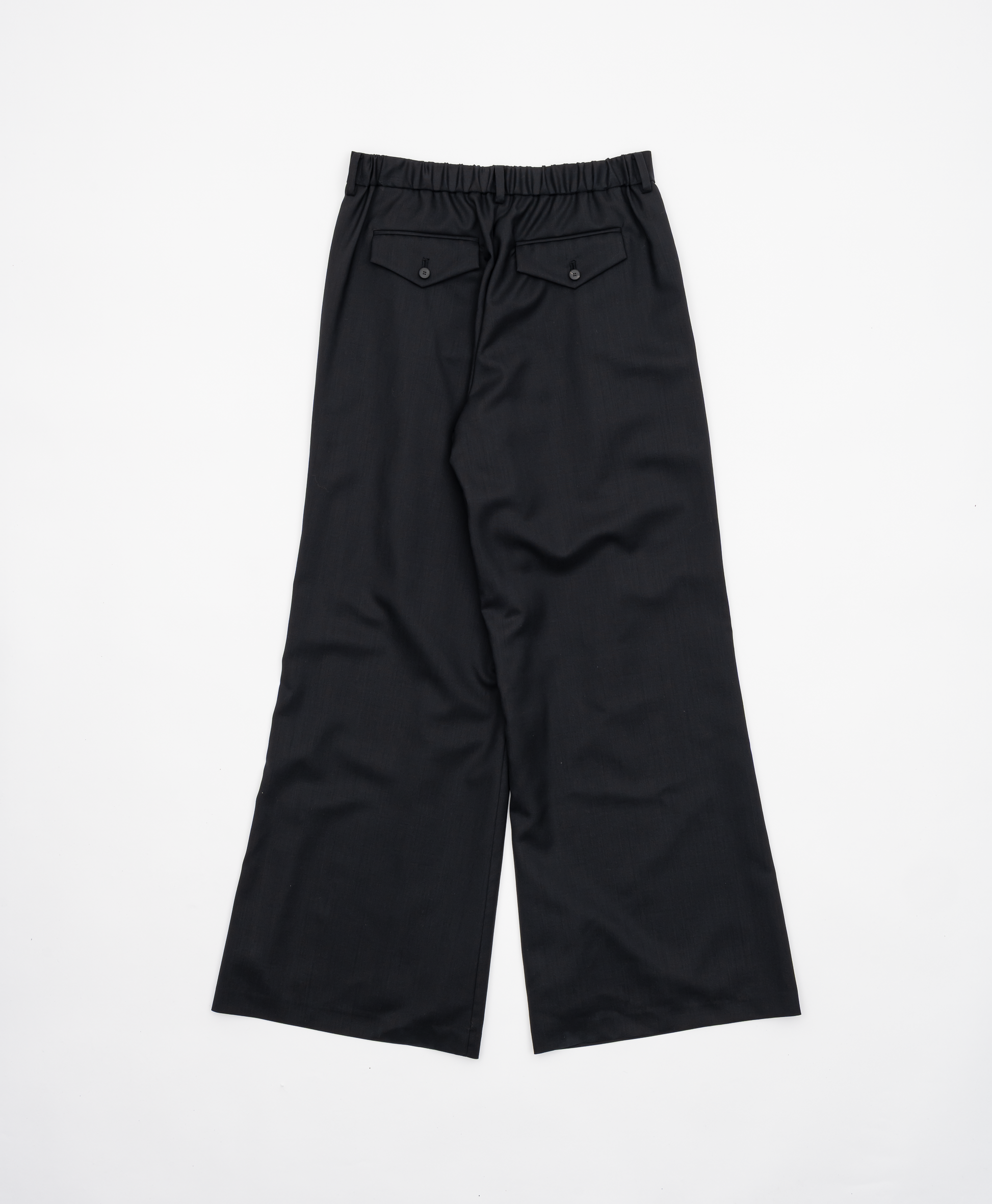 TECHWOOL BAGGY SARROUEL SLACKS【サイズ2】ブラック Tech Wool Suit Pants Regular Black | SHAPING NEW TOMORROW