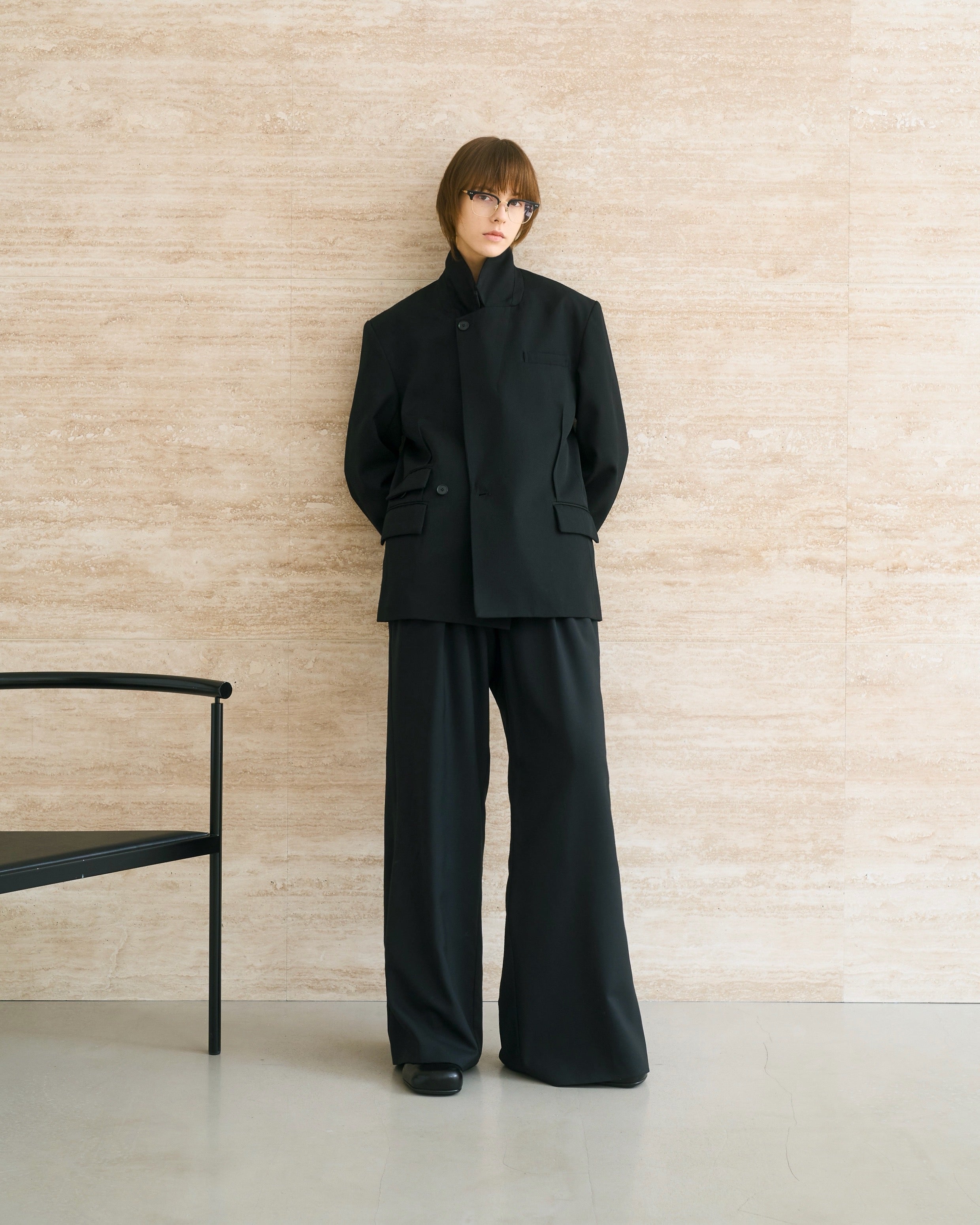 WOOL DOUBLE-BREASTED MODULAR JACKET – ILEAN