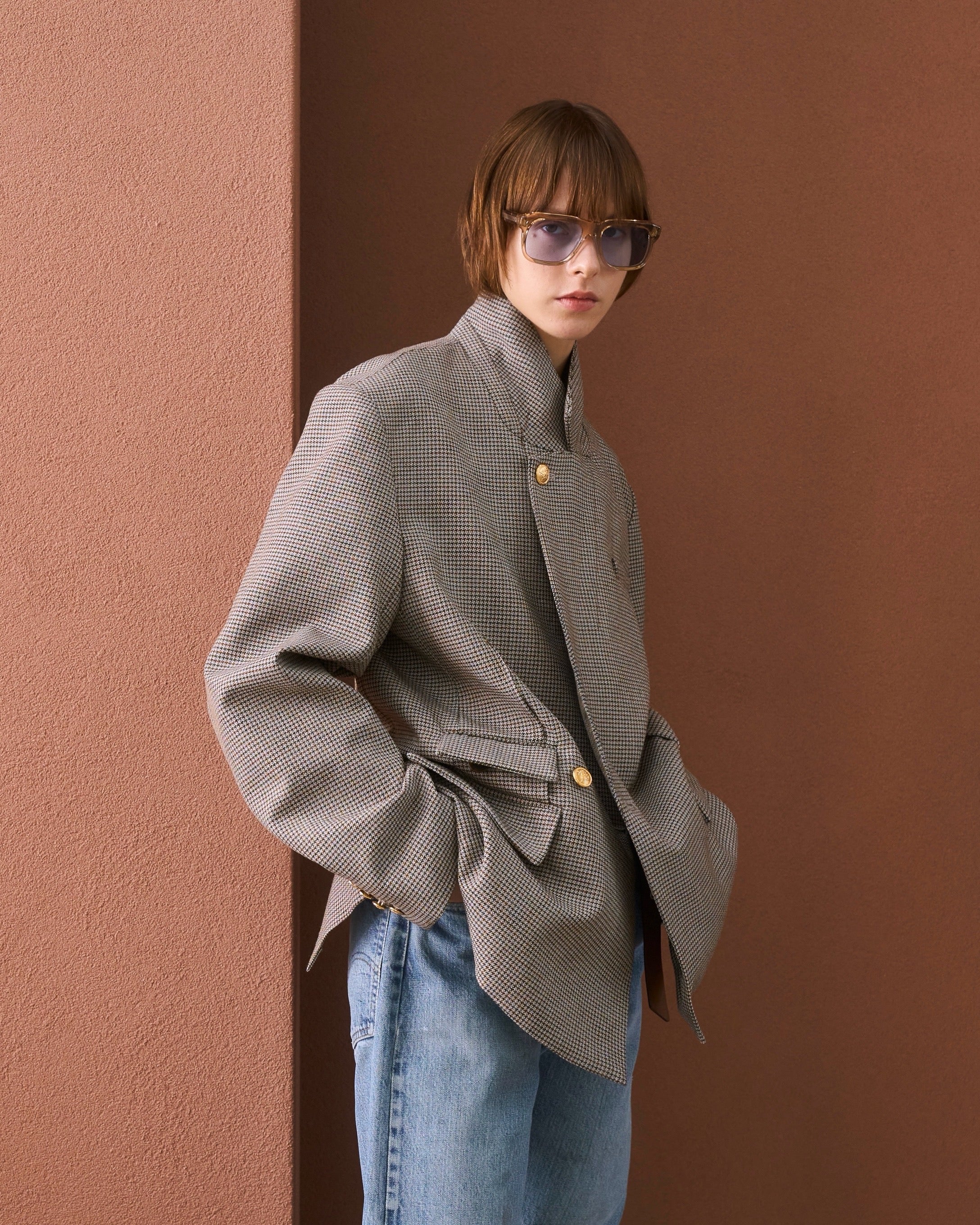 WOOL DOUBLE-BREASTED MODULAR JACKET – ILEAN
