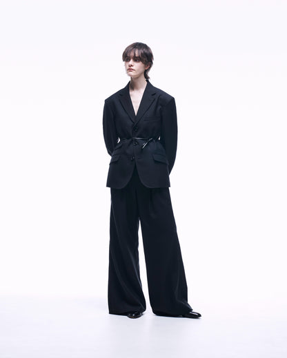 2TUCK WIDE STRAIGHT WOOL TROUSERS