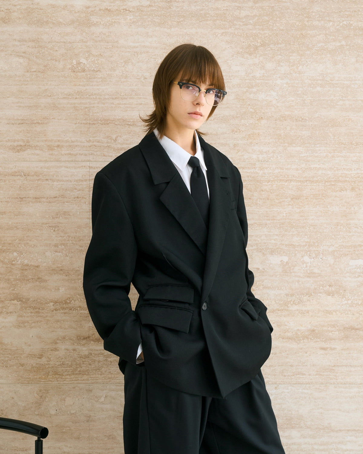 WOOL DOUBLE-BREASTED MODULAR JACKET – ILEAN